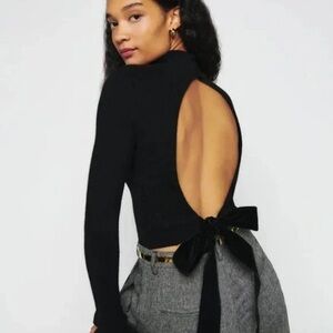 Reformation Black Osteria Open Back Back Sweater